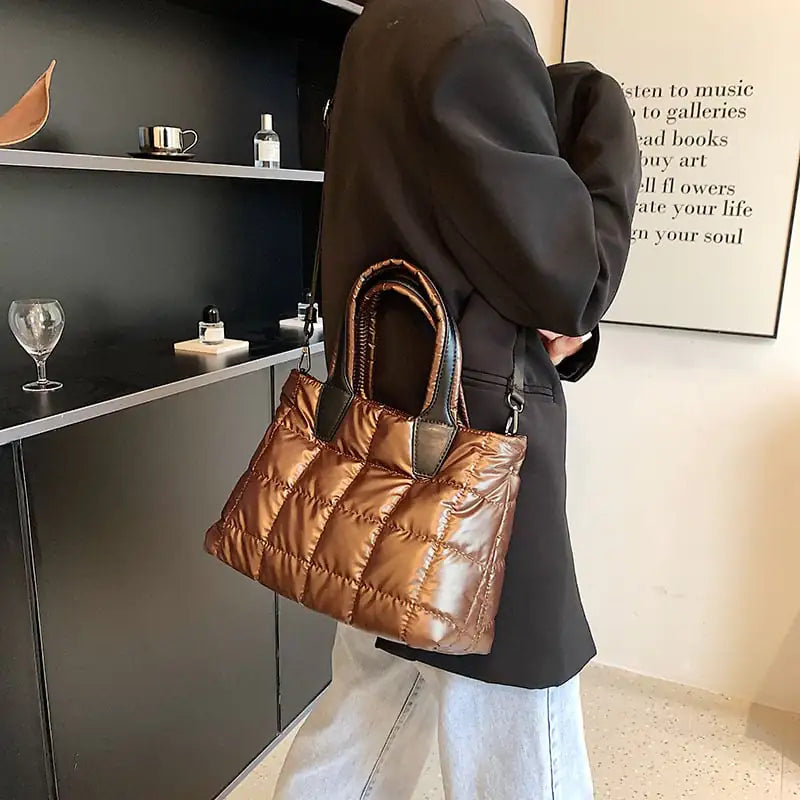 Fashionable Plaid Stitching Shoulder Bag