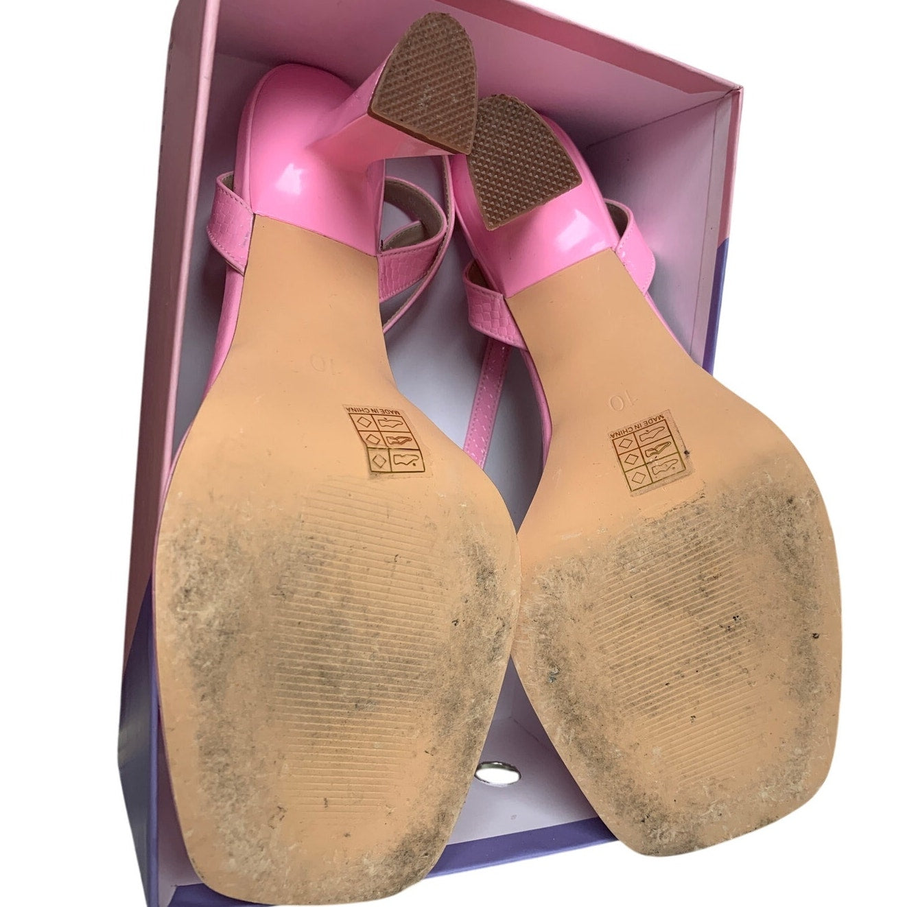 Reitoye Womens Size 10 Bubble Gum Pink 4" Heel Open Toe Ankle Strap Sandal Shoes