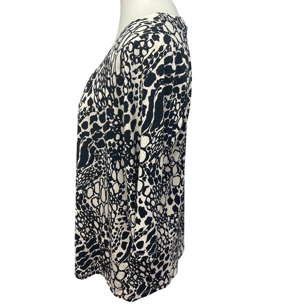 Susan Graver Style Womens Medium 3/4 Sleeve Shiny Sequin Flowy Blouse Top