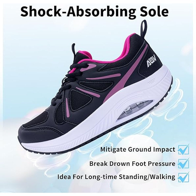 AOV Womens Size 8 Pink Black Mesh Arch Support Orthotic Plantar Fasciitis Shoes