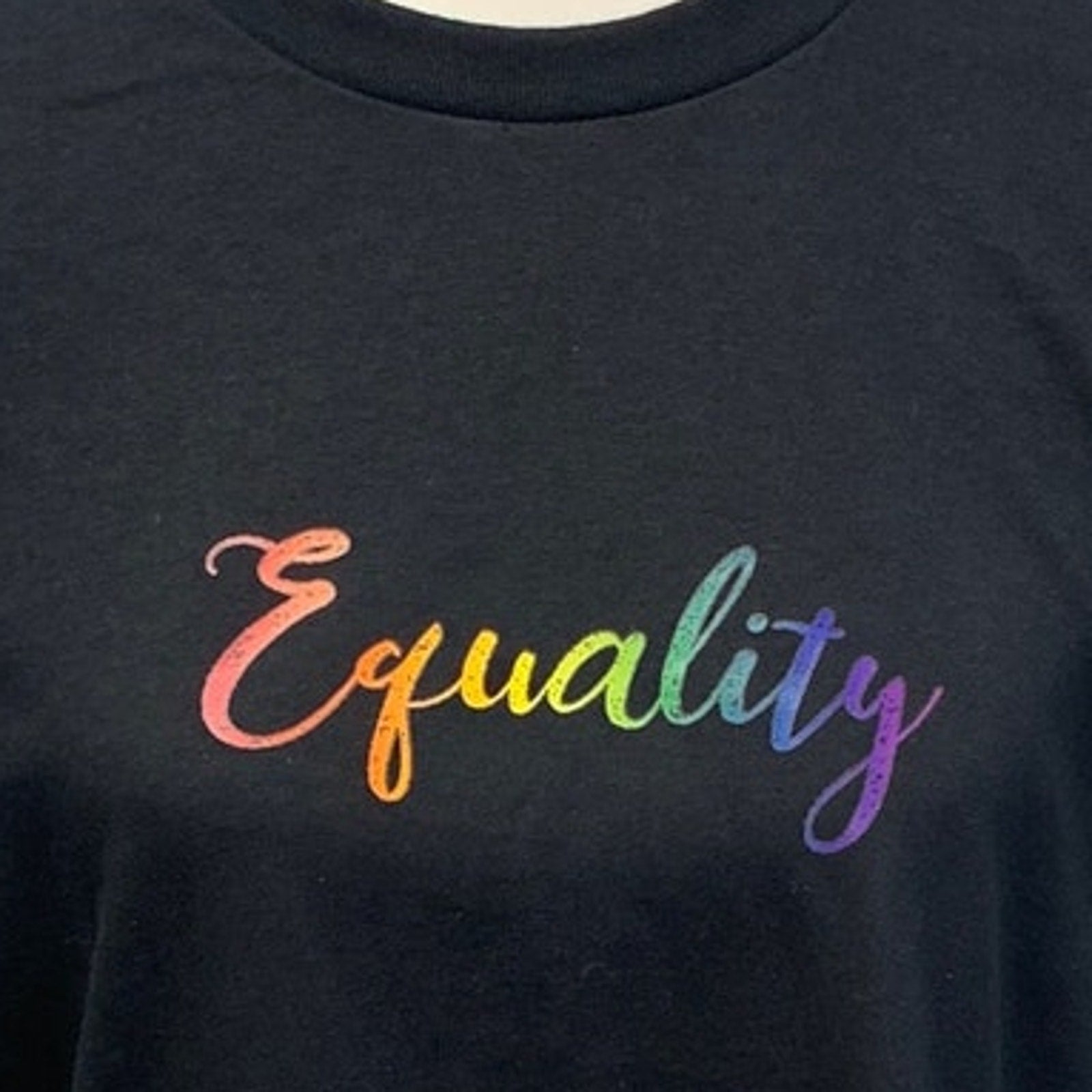 Hand Printed Unisex 3XL Equality Rainbow Pride Cotton Crew Neck Short Sleeve Tee