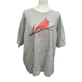 Hand Printed Upcycled XL Red Cardinal Bird Short Sleeve Cotton Blend T-Shirt