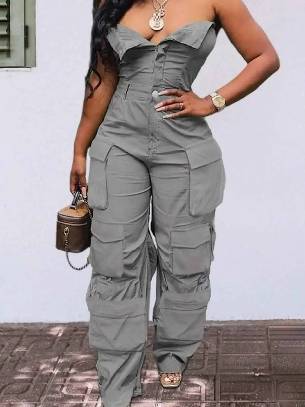 Tube Snap Down : Cargo Jumpsuit