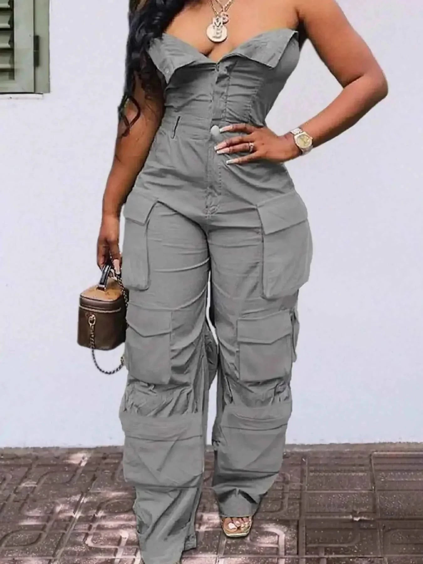 Tube Snap Down : Cargo Jumpsuit