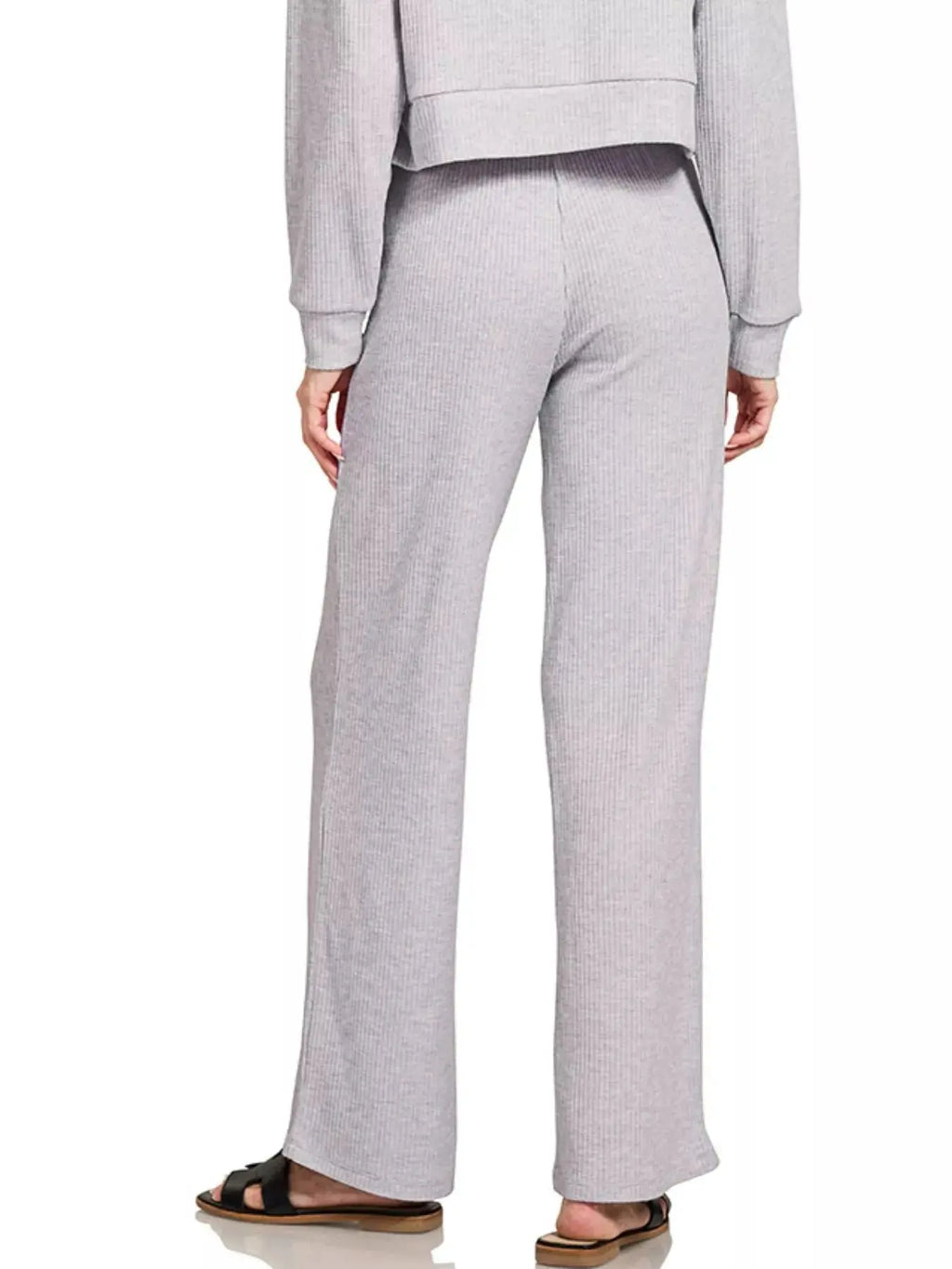 Zenana Ribbed Drawstring Wide Leg Lounge Pants