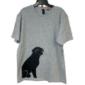 New Hand Printed Mens Medium Gray Heathered Black Lab Dog Short Sleeve Tee Shirt