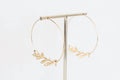 Women's Emory Thin Hoop With Leaf Earrings