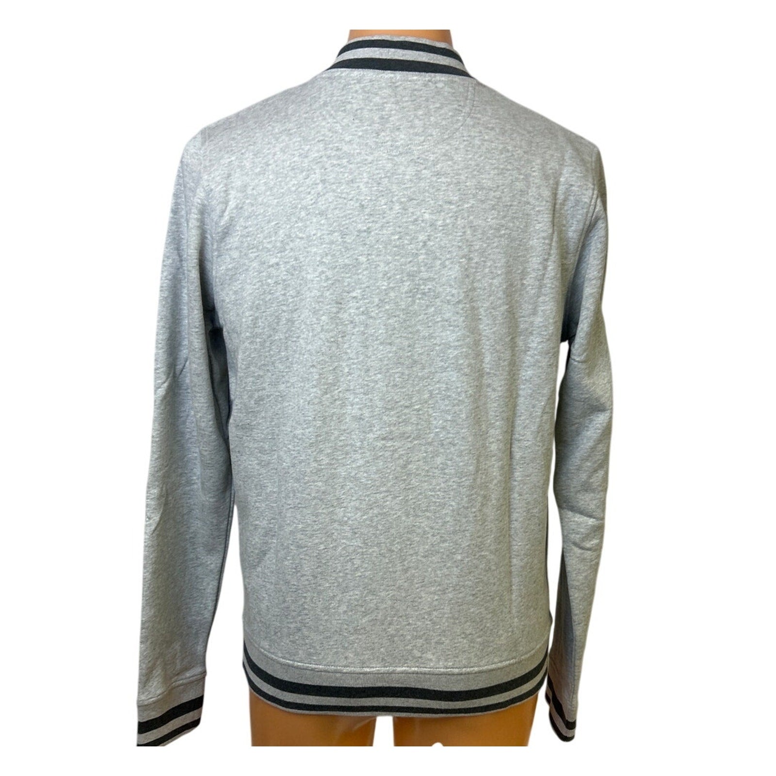 New Champion Mens Medium Gray Snap Up Hand Printed Cardinal Bird Bomber Jacket