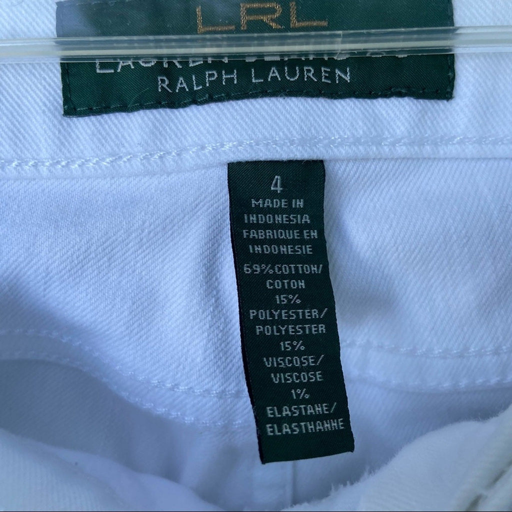 LRL Lauren Jeans Co Womens Size 4 Short White Cotton Blend Denim Jeans