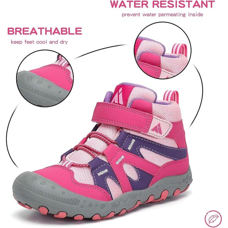 Mishansha Girls Size 11 Pink Gray Hiking Waterproof Breathable Ankle Sneakers