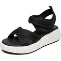 New Rihero Womens 9.5 Black White Hook Loop Strap Comfort Platform Sandal Shoes