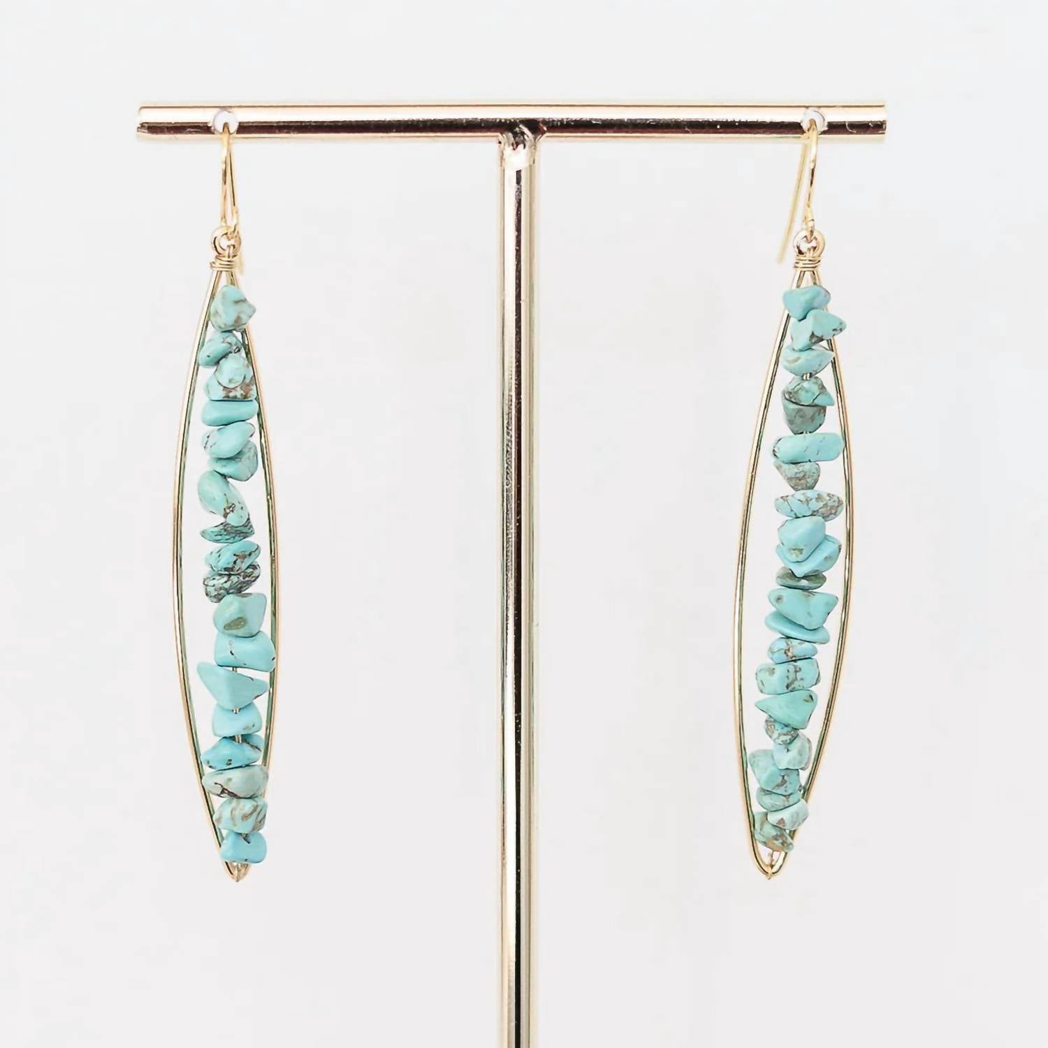 Women's Briggs Oblong With Turquoise Stones Earrings