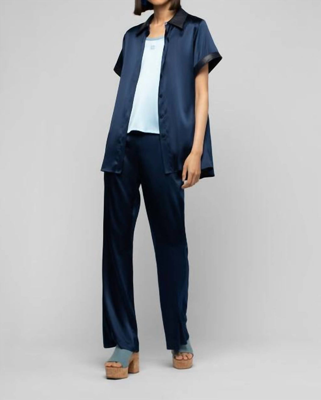 Langelika Silk Top With Leather Detail