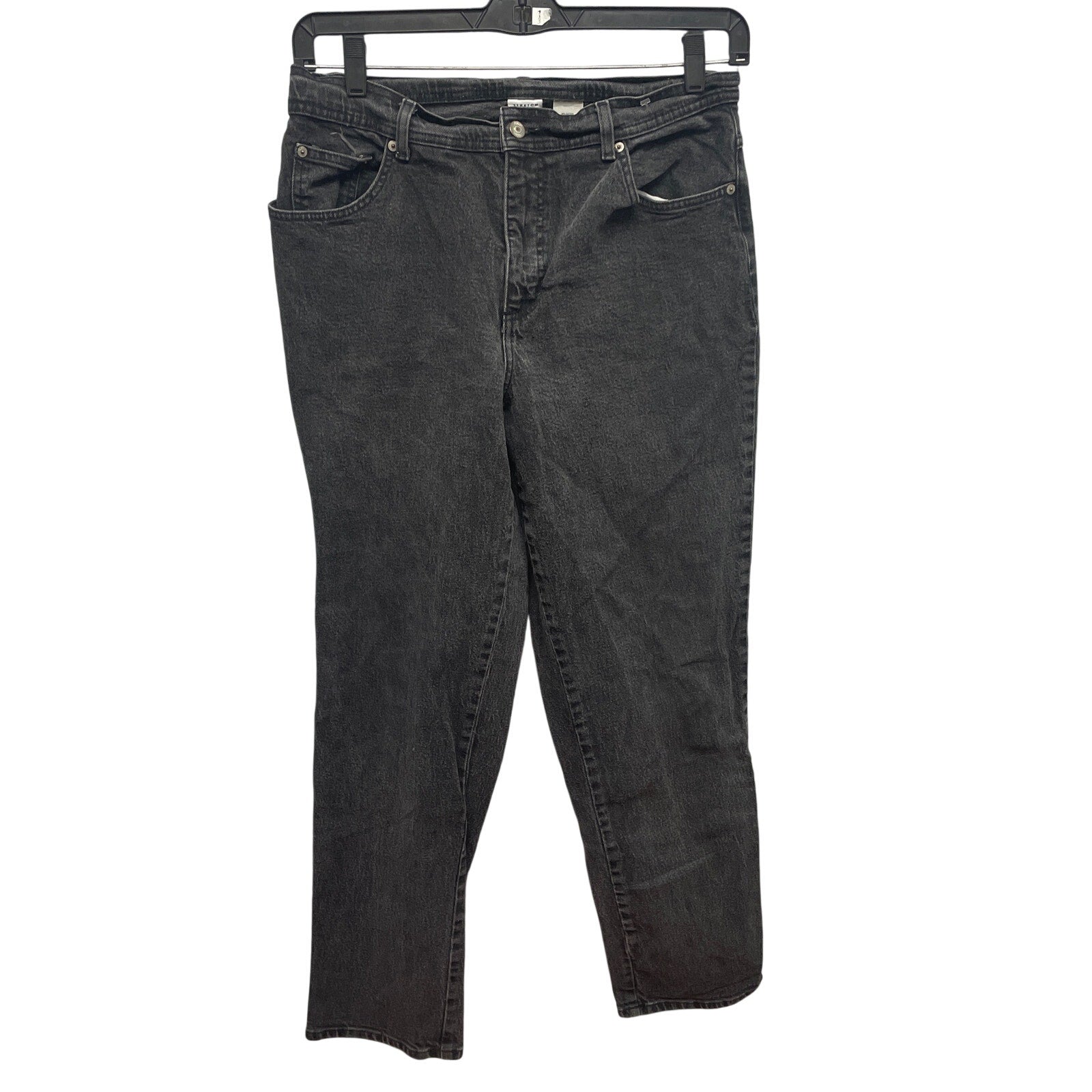 JMS Womens Size 16W Stretch Cotton Straight Leg Faded Long Black Denim Jeans