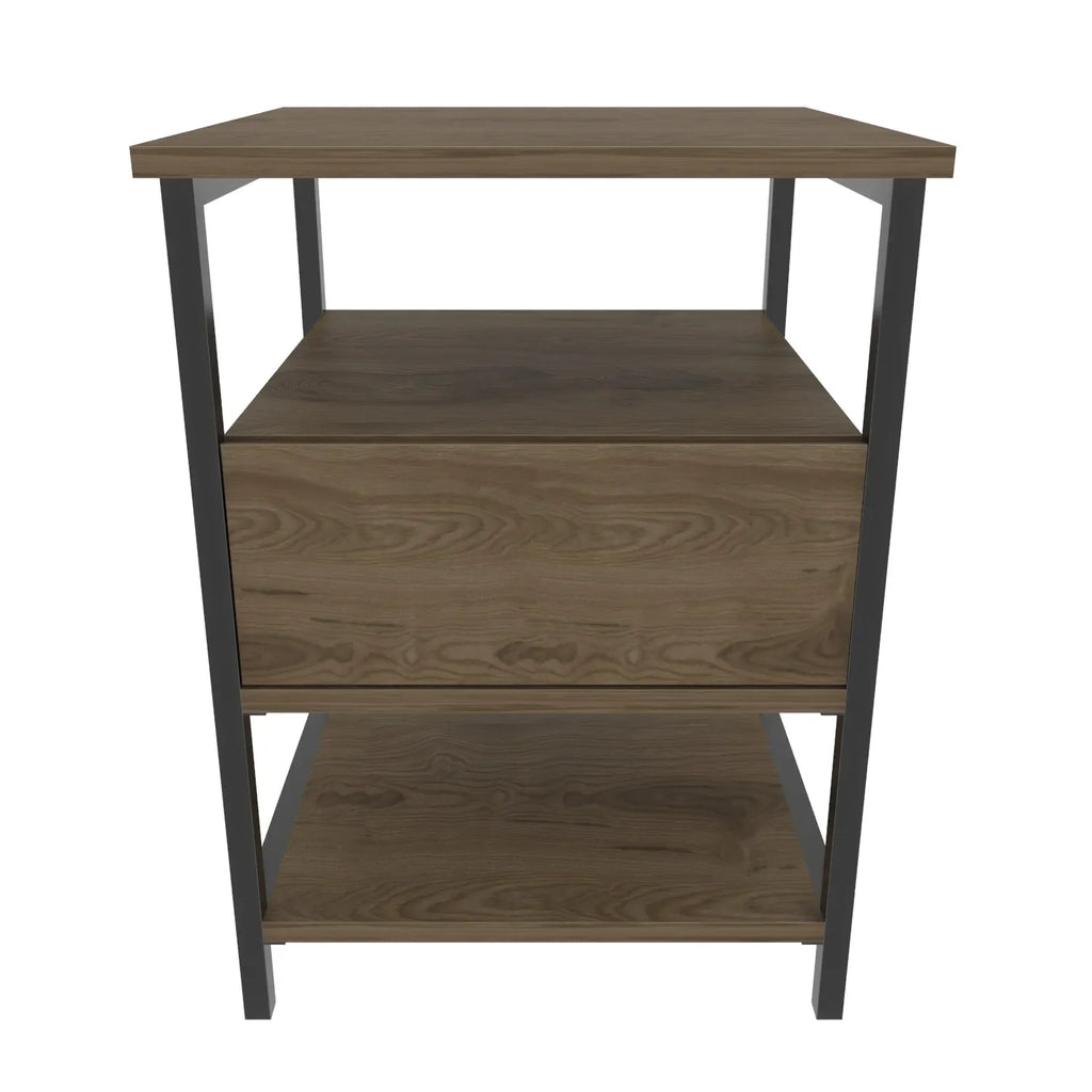 Alba Nightstand Side Table with Metal Frame
