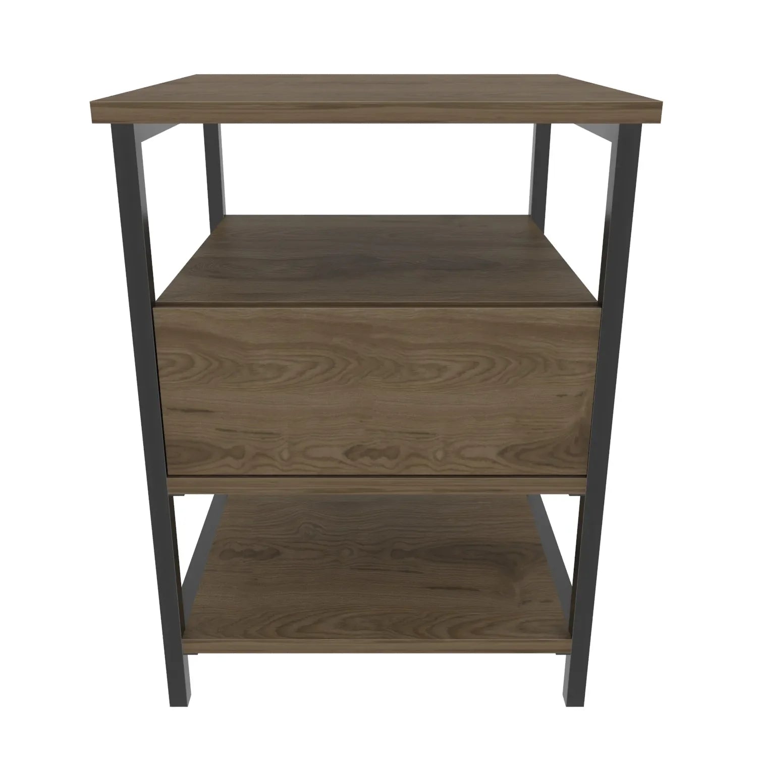Alba Nightstand Side Table with Metal Frame