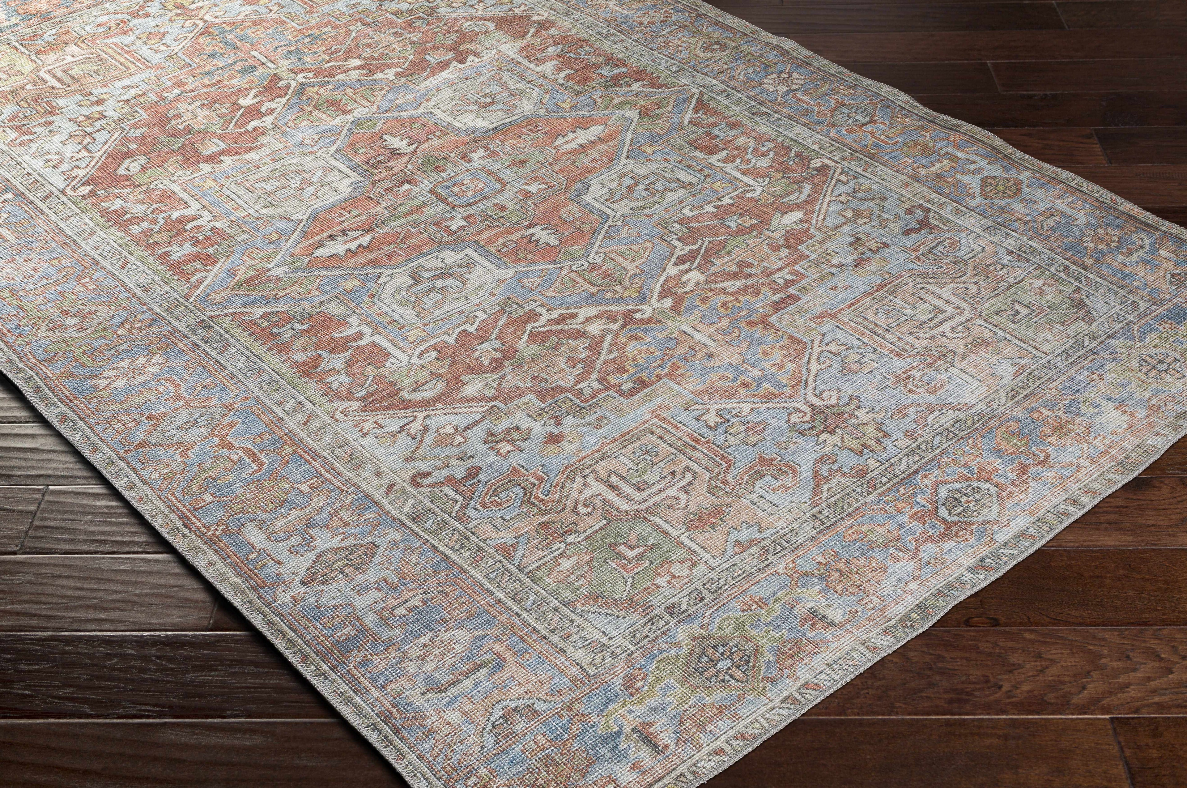 Maayon Medallion Rust Washable Area Rug