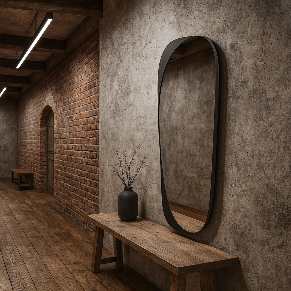 Modern Irregular Wall Mirror – Asymmetrical Black Frame