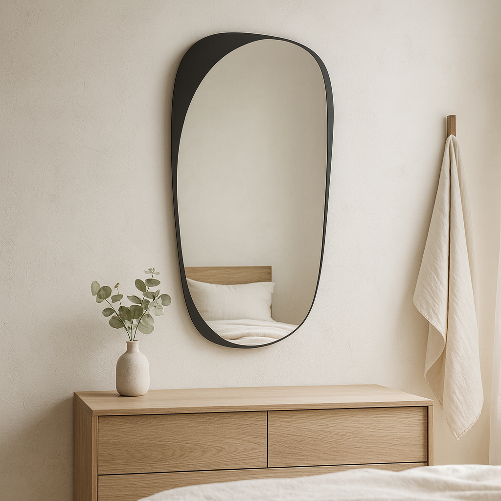 Modern Irregular Wall Mirror – Asymmetrical Black Frame