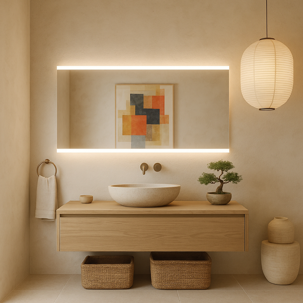 LED Bathroom Mirror – Minimalist Rectangular Lighted Vanity Mirror, Modern Backlit Wall Mirror