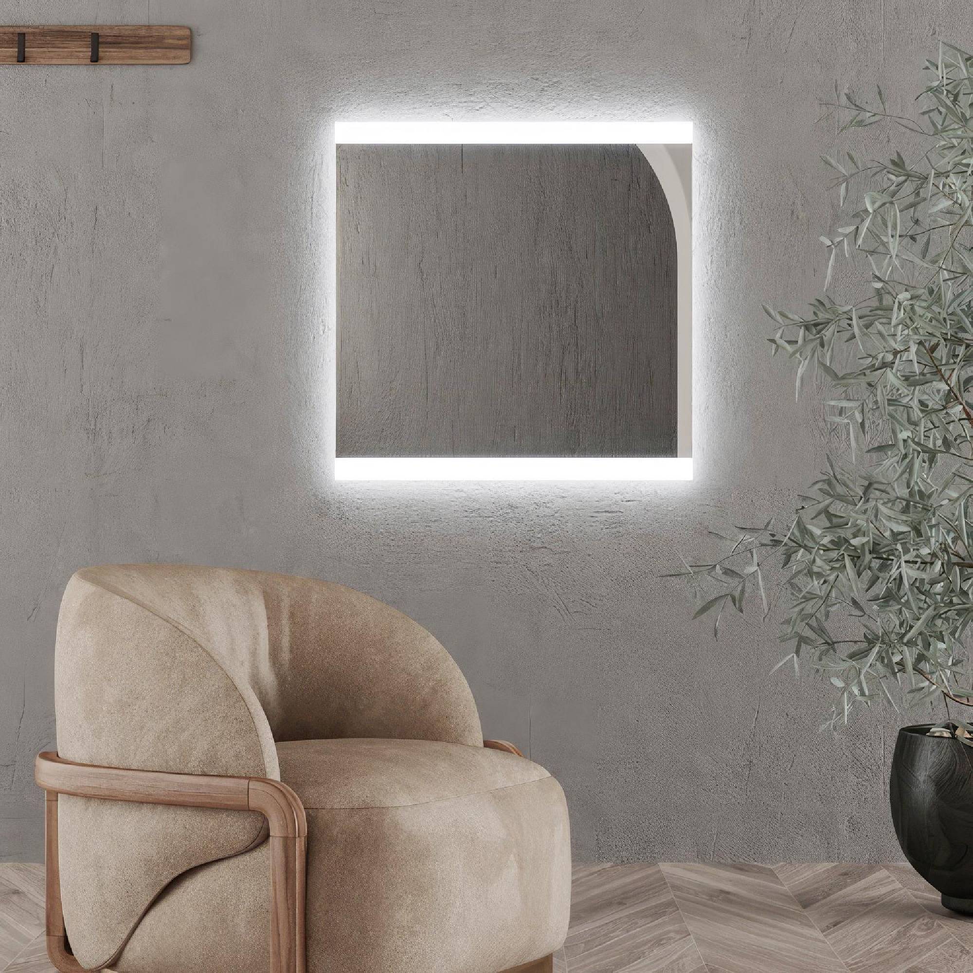 LED Bathroom Mirror – Frameless Lighted Vanity Mirror, Modern Backlit Wall Mirror with Warm & Cool LED Light