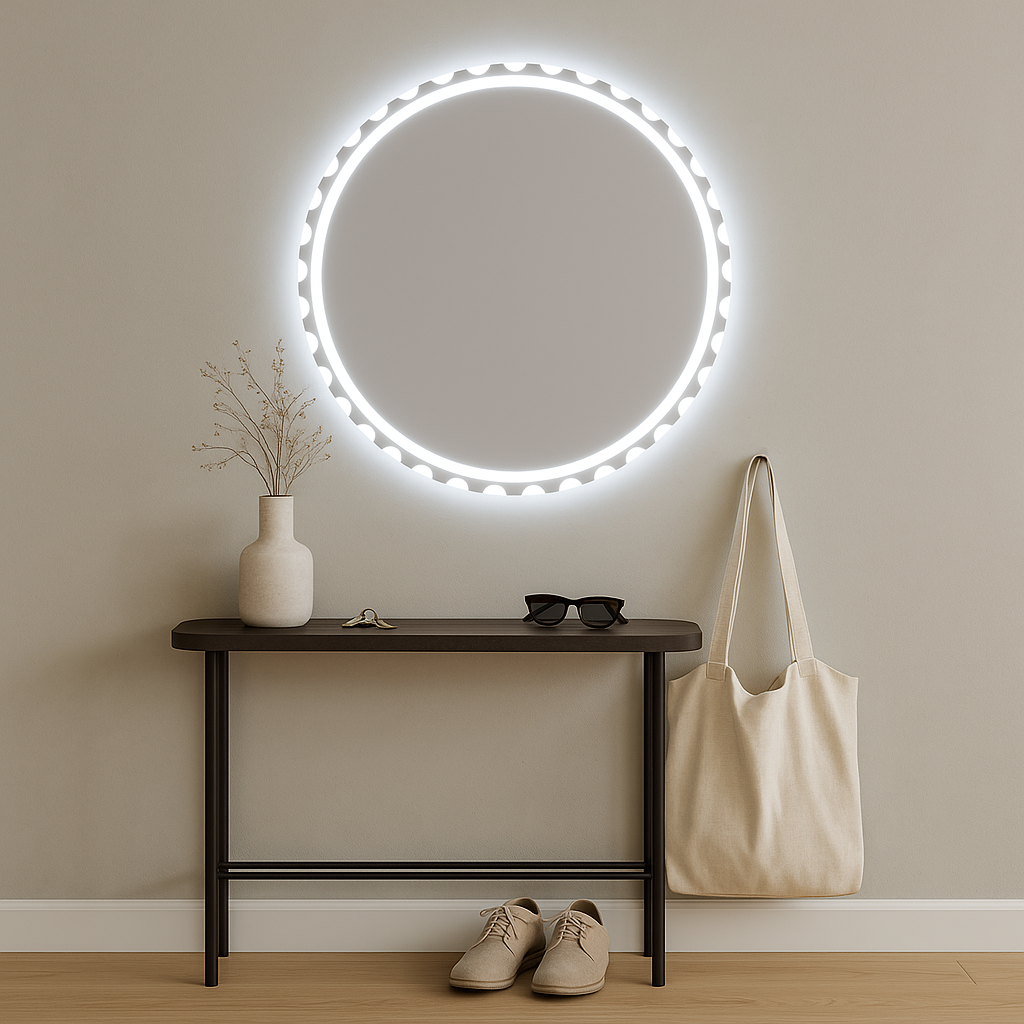 LED Bathroom Mirror – Round Backlit Wall Mirror with Touch Sensor, Modern Lighted Vanity Mirror