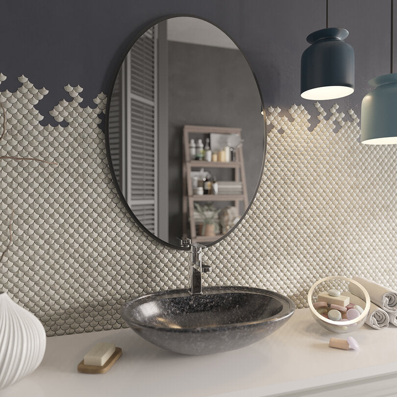 Modern Oval Wall Mirror – Thin Black Frame | Minimalist Design