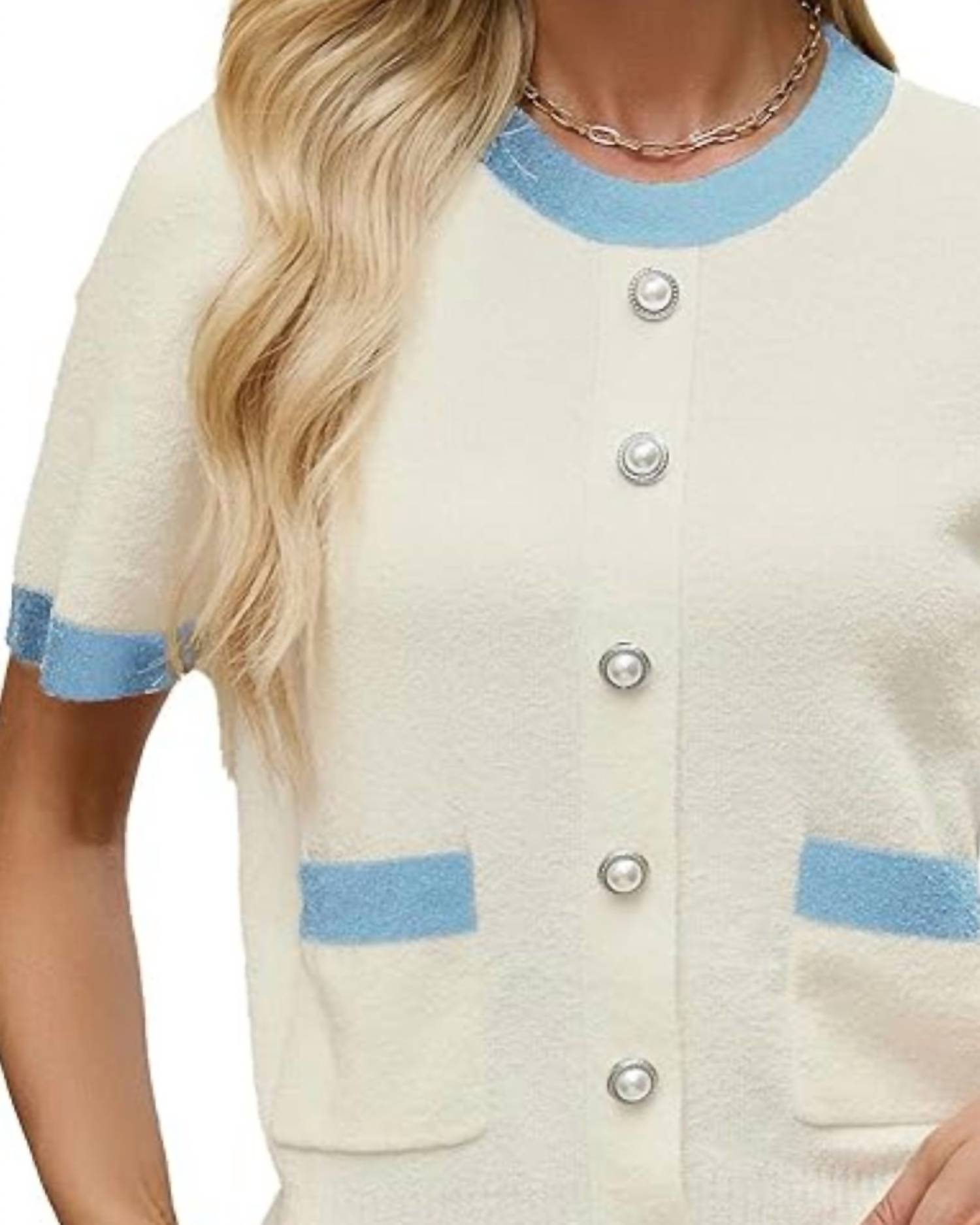 Short Sleeve Crewneck Cardigan