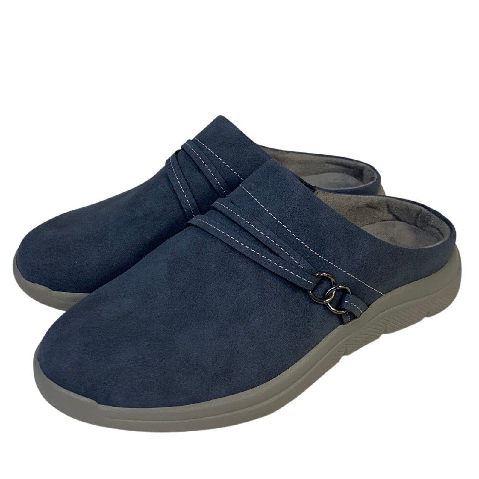 New In Box JSport Women Size 8 Blue Faux Leather Gina Slip On Clog Sneaker Shoes