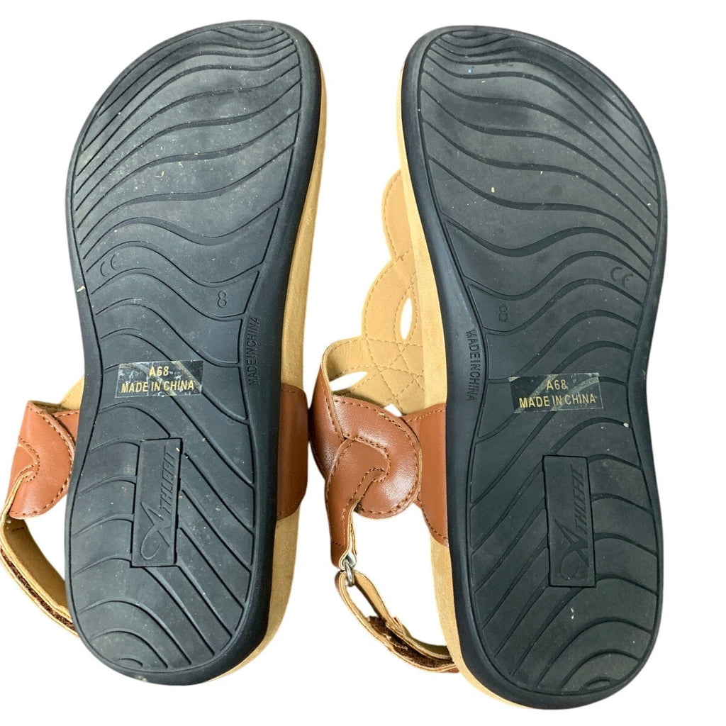 Athlefit Women Size 8 Brown Orthopedic Arch Support Thong Hook Loop Sandal Shoes