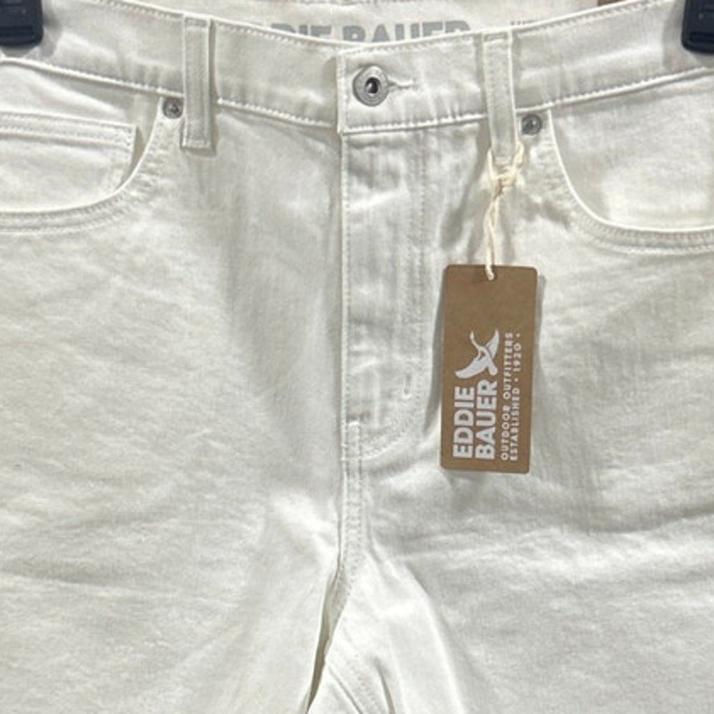 New Eddie Bauer Womens Size 6 White Stretch Cotton High Rise Cutoff Denim Shorts