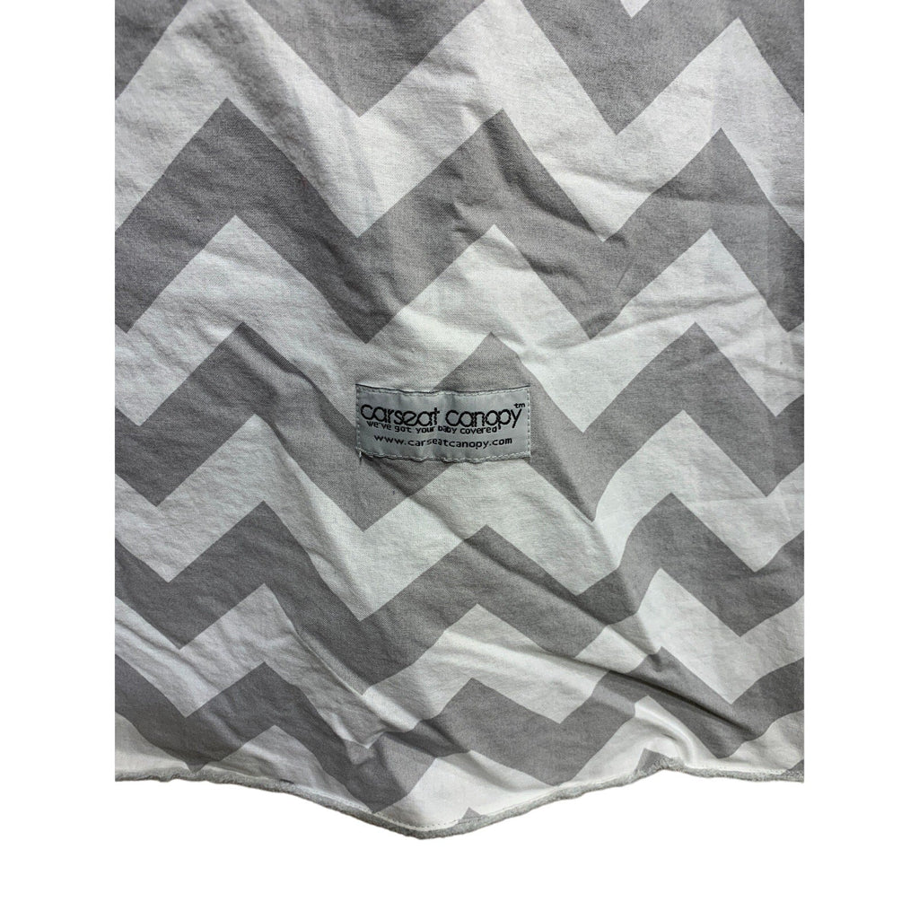 Soft Carseat Canopy Gray White Chevron Stripe Warm Hook Loop Baby Car Seat Cover