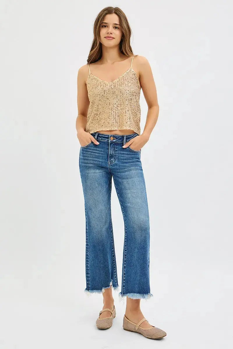 RISEN Jeans - Plus Size Mid Rise Cropped Straight Jeans