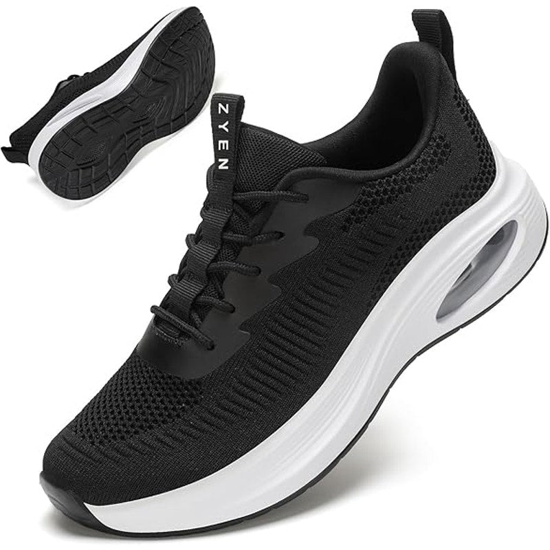 ZYEN Womens Size 8.5 Black Mesh Slip On Wide Toe Box Air Cushion Athletic Shoes