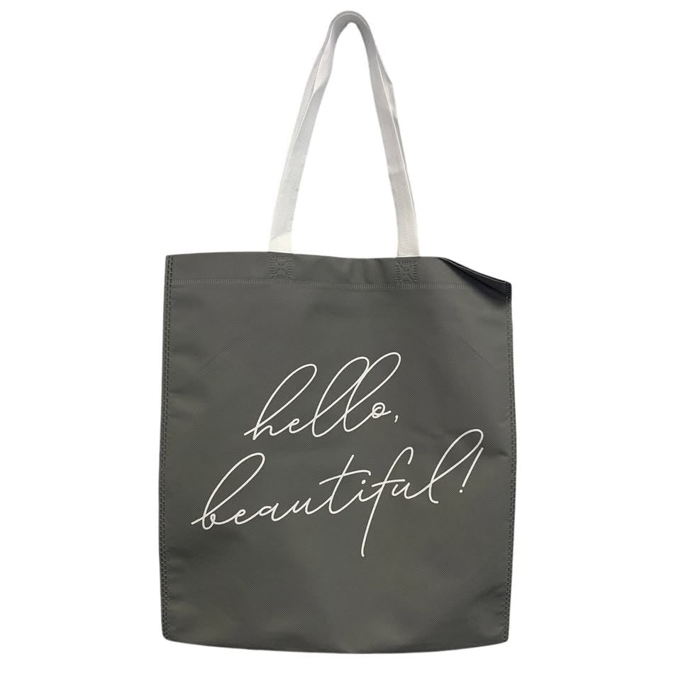 New Upcycled Hand Printed Pray On It Over It Through It Shopper Tote Bag