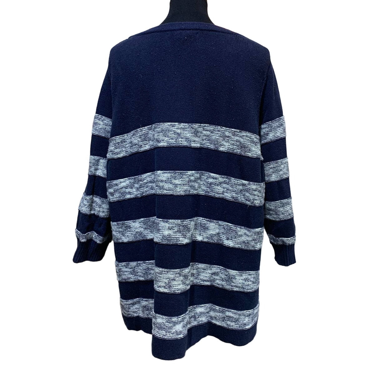 Croft & Barrow Woman 3X 3/4 Sleeve Striped Crew Neck Cotton Knit Sweater