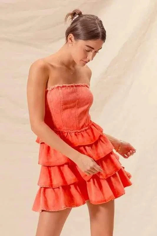 Strapless Ruffle Layered : Cheer Up Dress