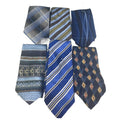 Lot of 6 Blue Brown SIlver Striped Plaid Vintage and Modern Mens Neck Ties