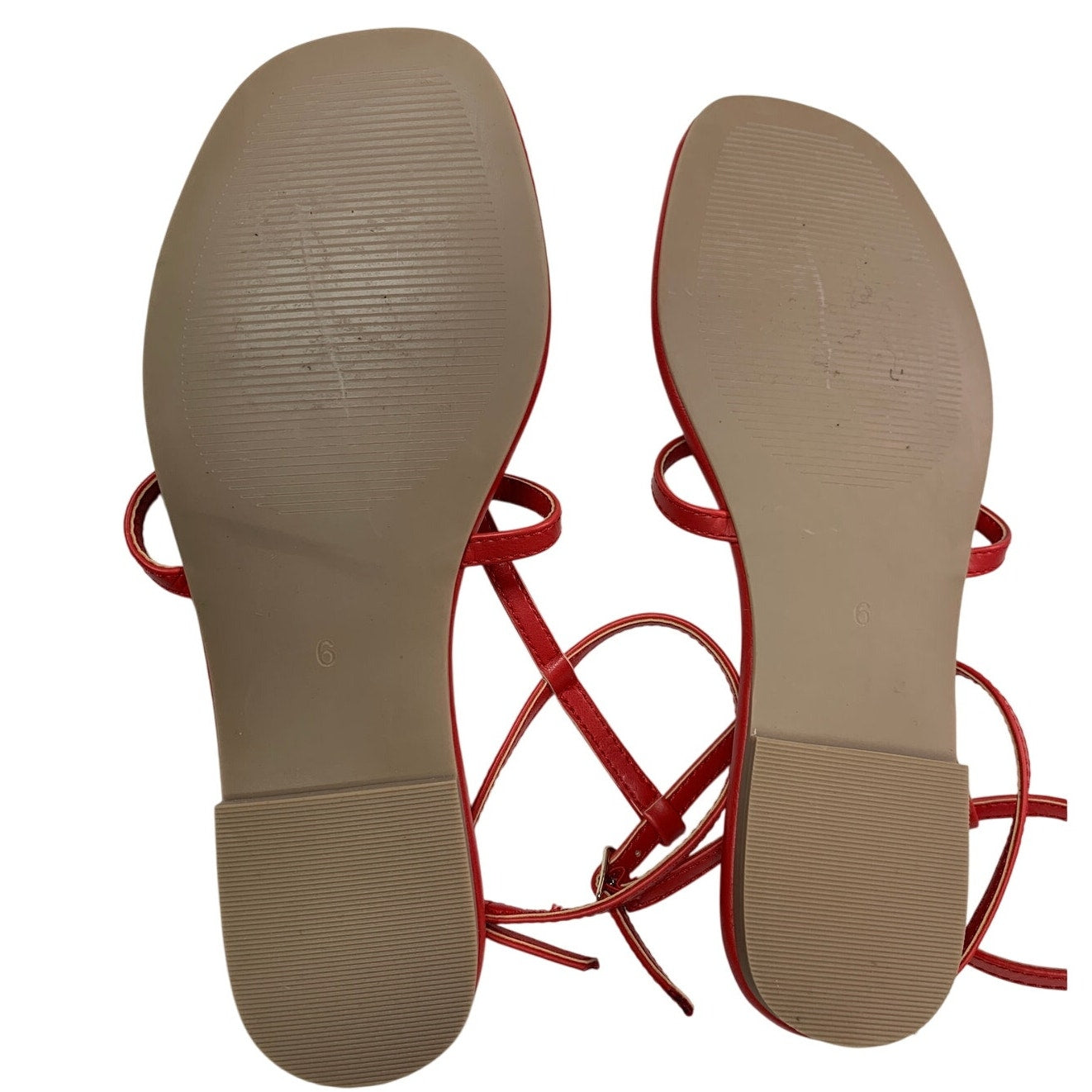 New American Eagle Womens US Size 8 Red Ankle Wrap Red Faux Leather Sandals
