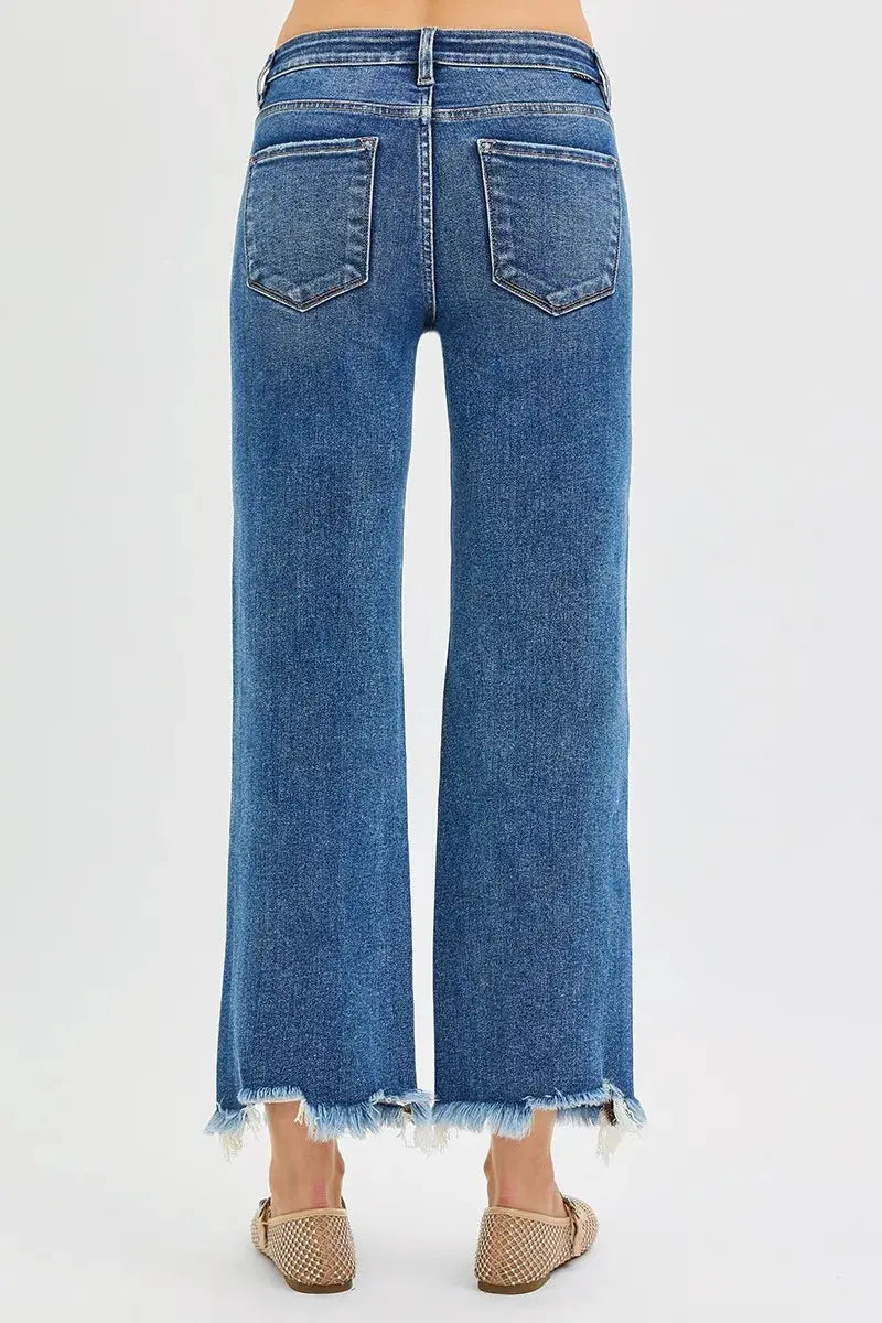 RISEN Jeans - Plus Size Mid Rise Cropped Straight Jeans