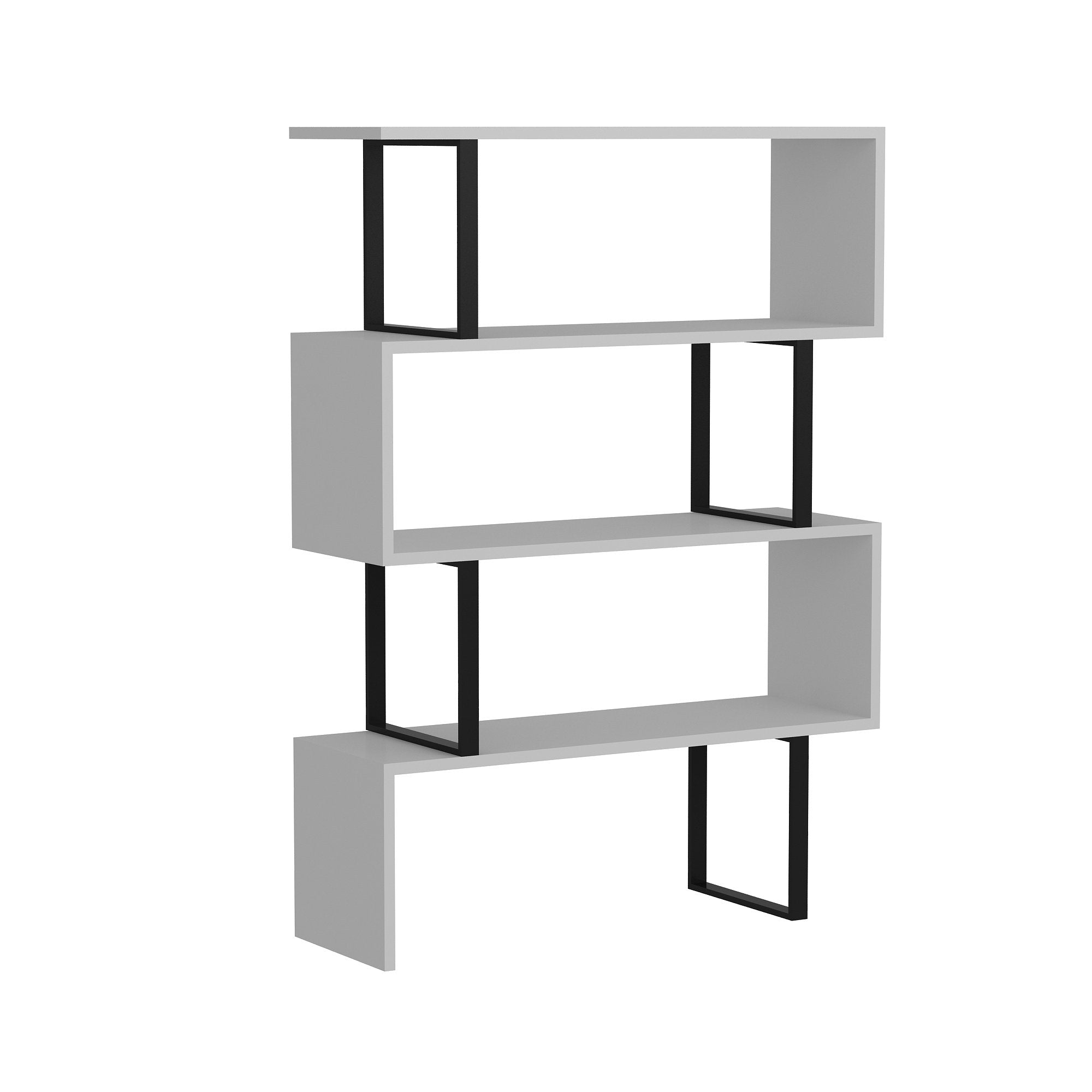 Adriana 49" Tall Metal Manufactured Wood Geometric Bookcase