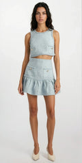 Elina Boucle Mini Skirt - Blue Boucle