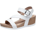 Jeossy Womens Size 10 White Faux Leather Comfort Platform Wedge Sandals Shoes