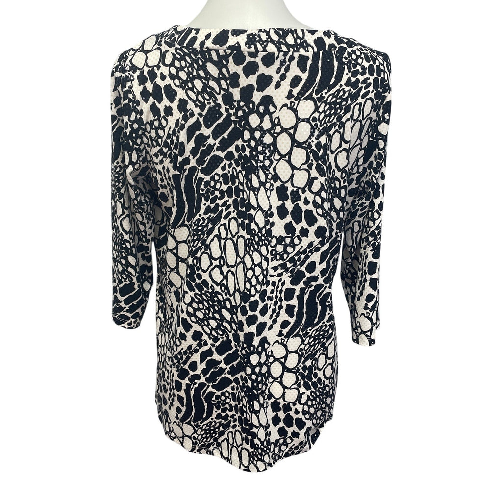 Susan Graver Style Womens Medium 3/4 Sleeve Shiny Sequin Flowy Blouse Top