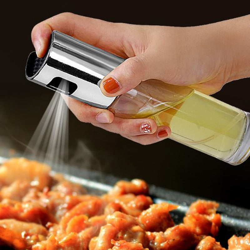BBQ Oil Spray Bottle – Healthy Cooking Olive Oil & Vinegar Sprayer, Leakproof Glass Pump Dispenser for Kitchen & Grill