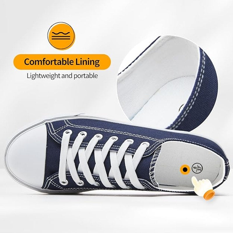 ZGR Womens Size 7 Navy Blue Canvas Lace Up Classic Low Top Casual Sneaker Shoes