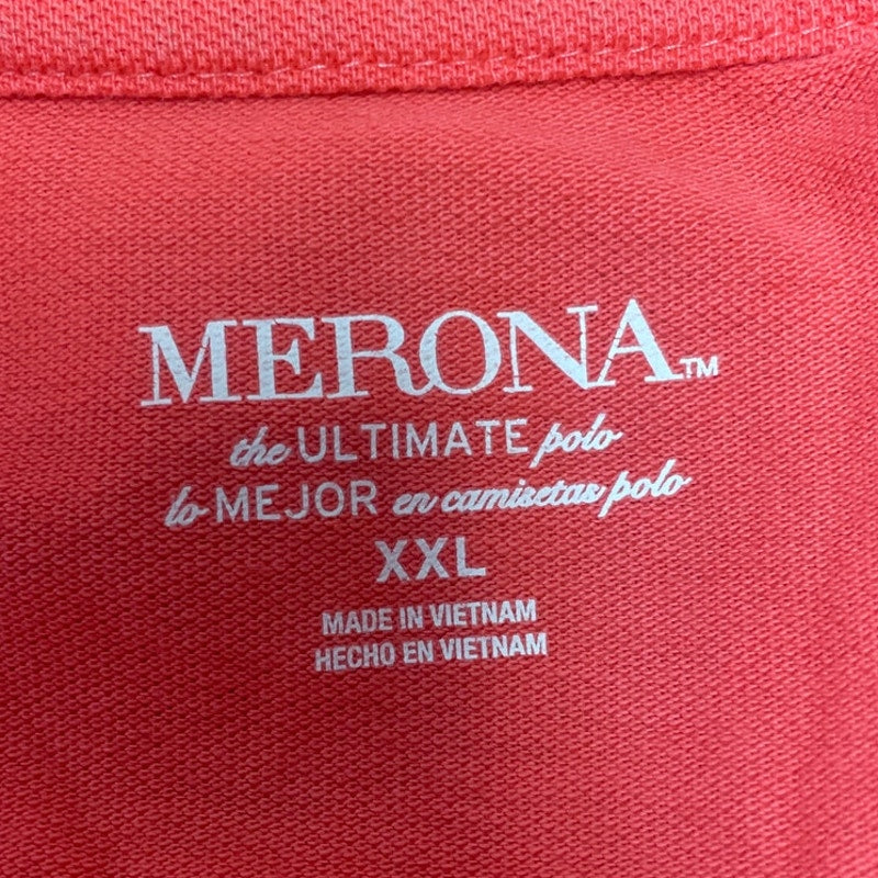 Merona Mens XXL Salmon 100% Cotton Short Sleeve Collared Polo Shirt