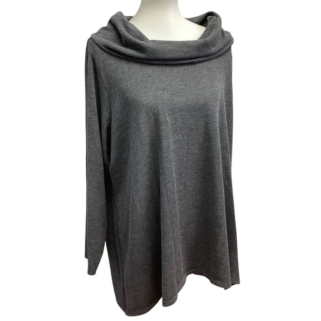IN Studio Womens Plus Size 3X Long Sleeve Cowl Neck Flowy Cotton Blend Sweater