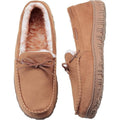 Vlly Mens Size 9 Tan Orange Faux Suede Micrsuede Slip On Moccasin Slipper Shoes