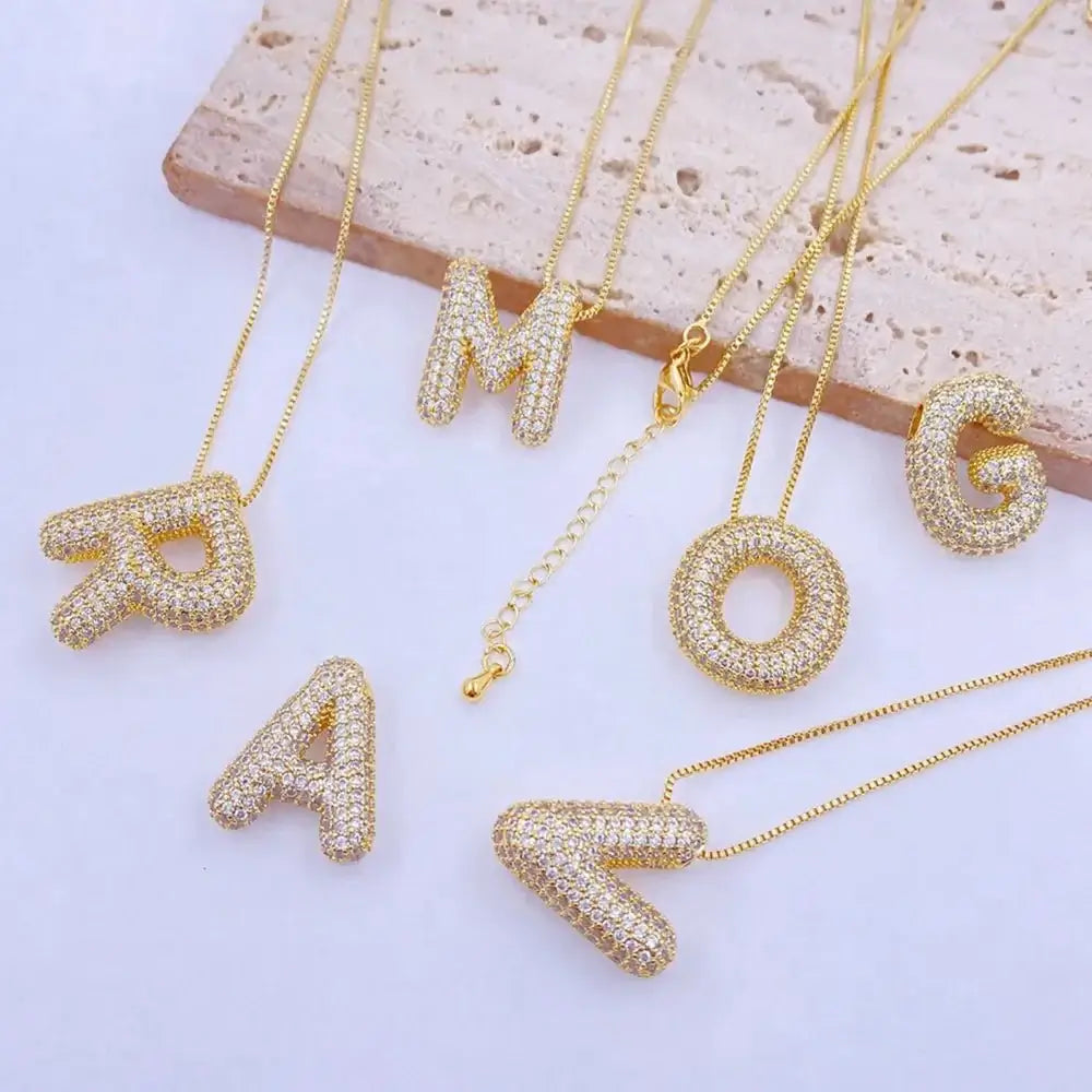 EmberLuxe "Glimmer" Bubble Letter Pendant (A-K)